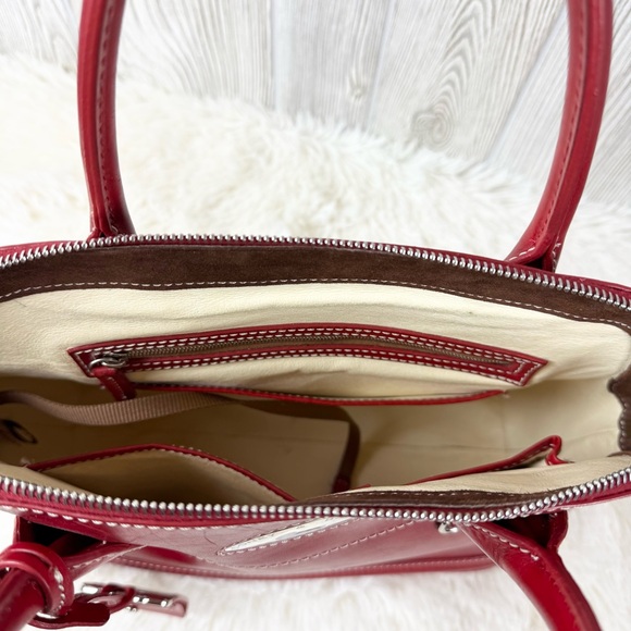 Dooney & Bourke Red Florentine Toscana Domed Leather Satchel Bag Purse Handbag - Picture 10 of 15